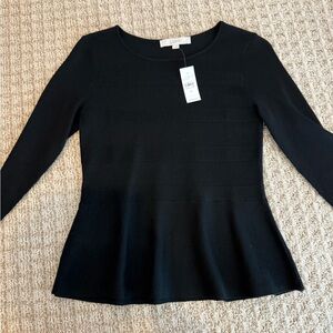 Black peplum sweater 
Light weight
3/4 sleeves